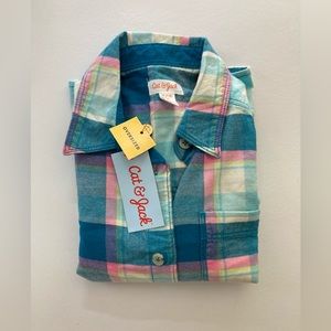 Cat & Jack | NWT Girls Plaid Button Down Long Sleeve Shirt
